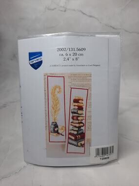 Vervaco Counted Cross Stitch Bookmark Kit Ink & Quill Stack of Books